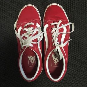 red old skool vans.